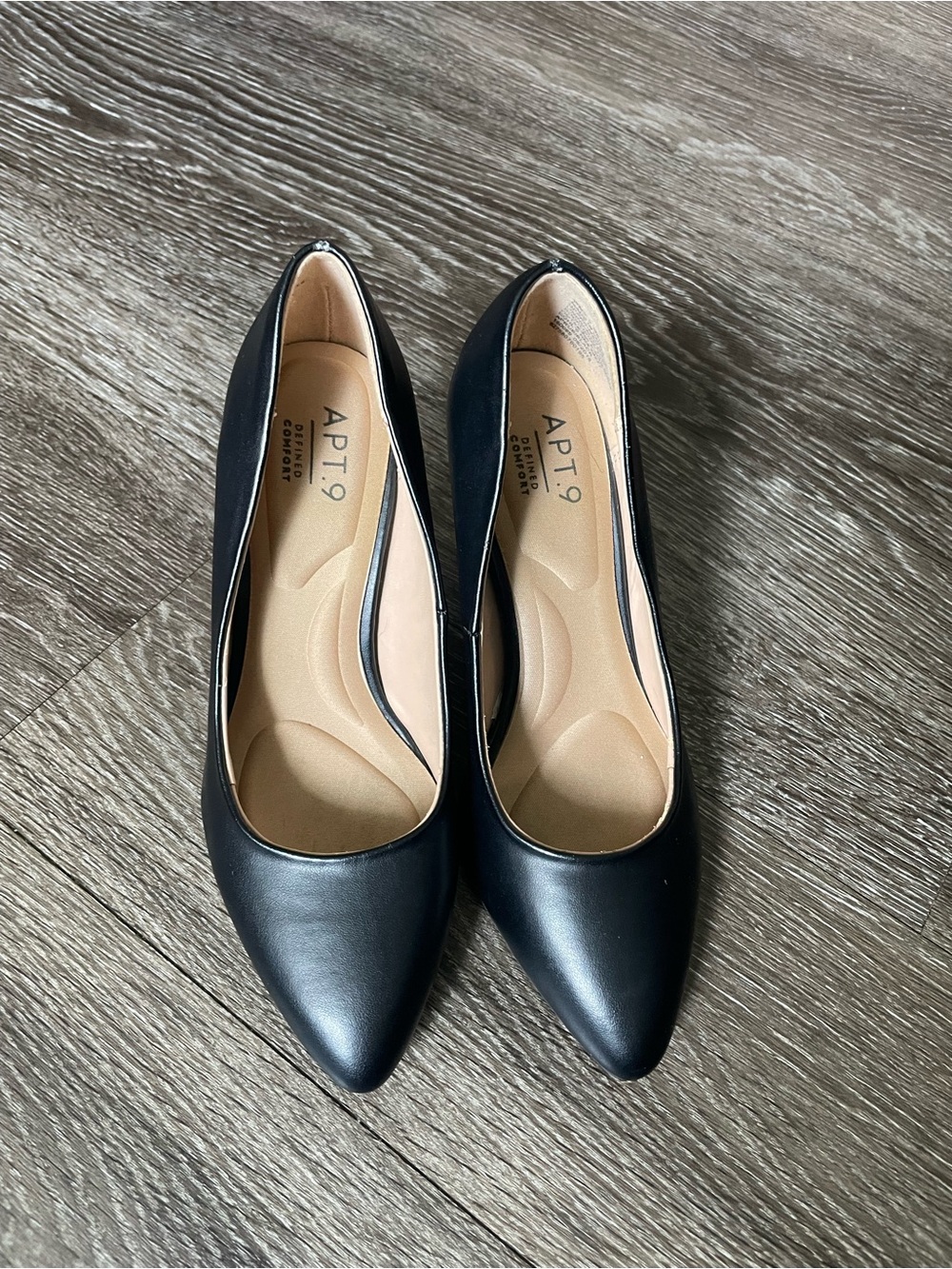 Apt. 9 Black Pointed-Toe Leather-Look Flats